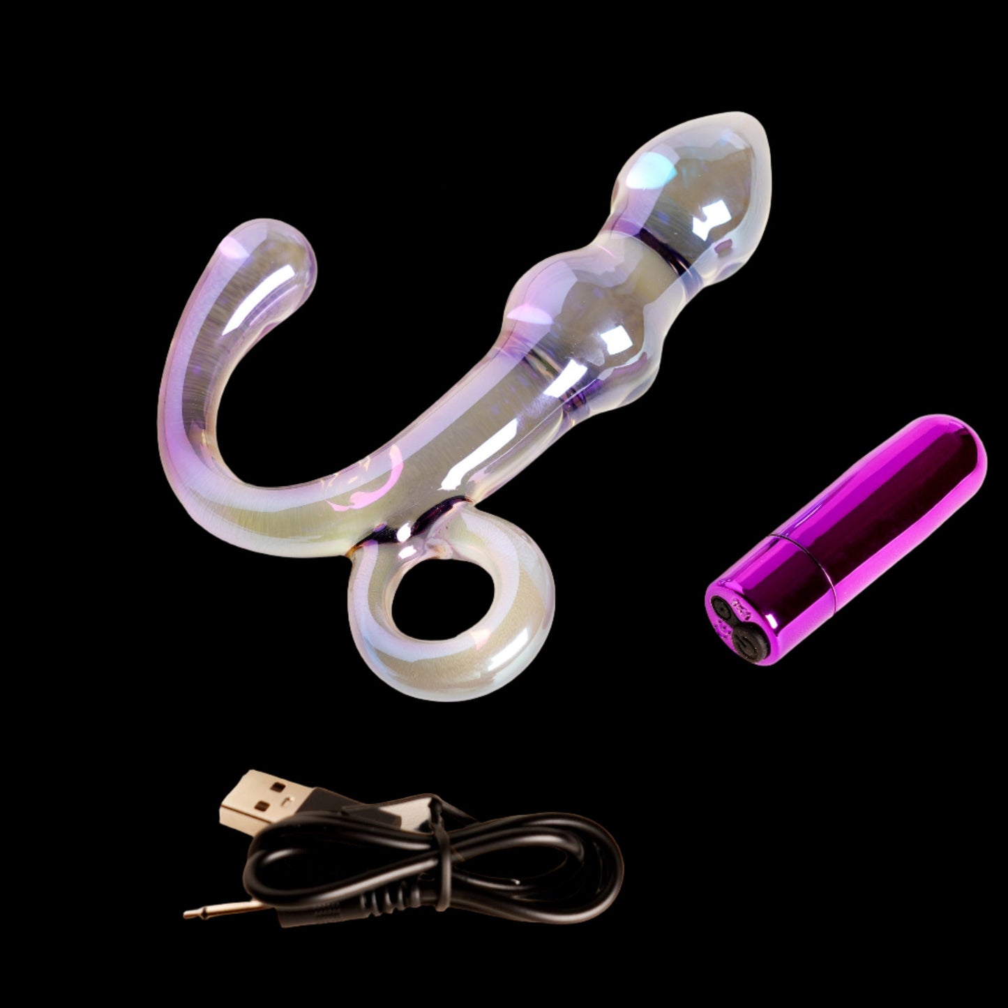 Orchid Pulse Glass Plug with Removable Bullet Vibe