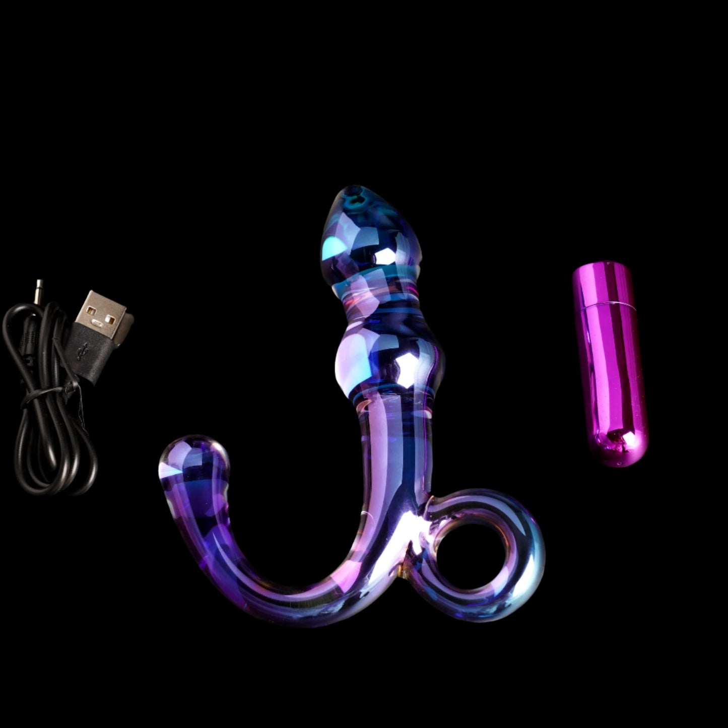Orchid Pulse Glass Plug with Removable Bullet Vibe