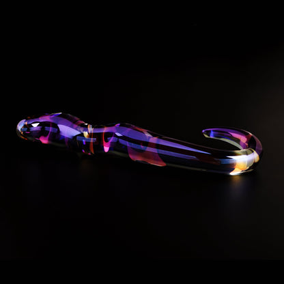 Blue Flame Color Curved Glass Dildo