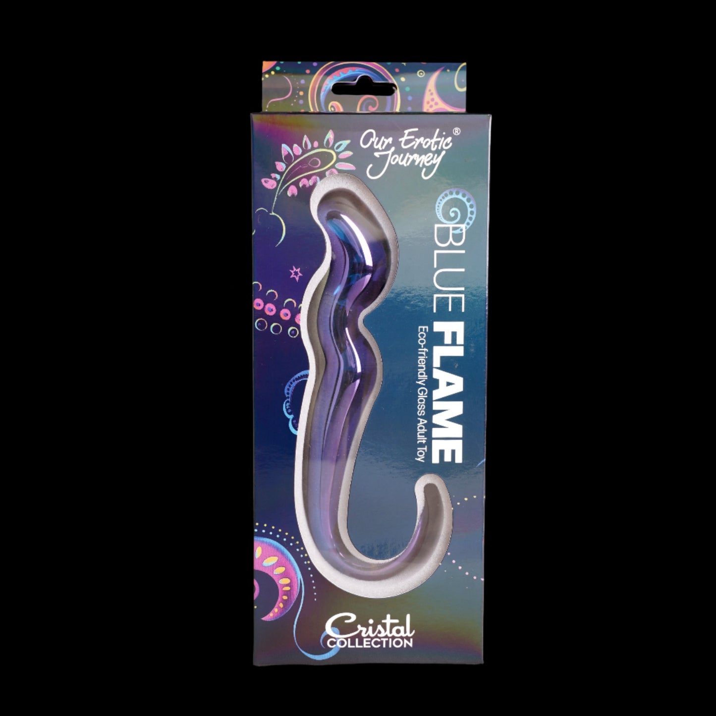 Blue Flame Color Curved Glass Dildo